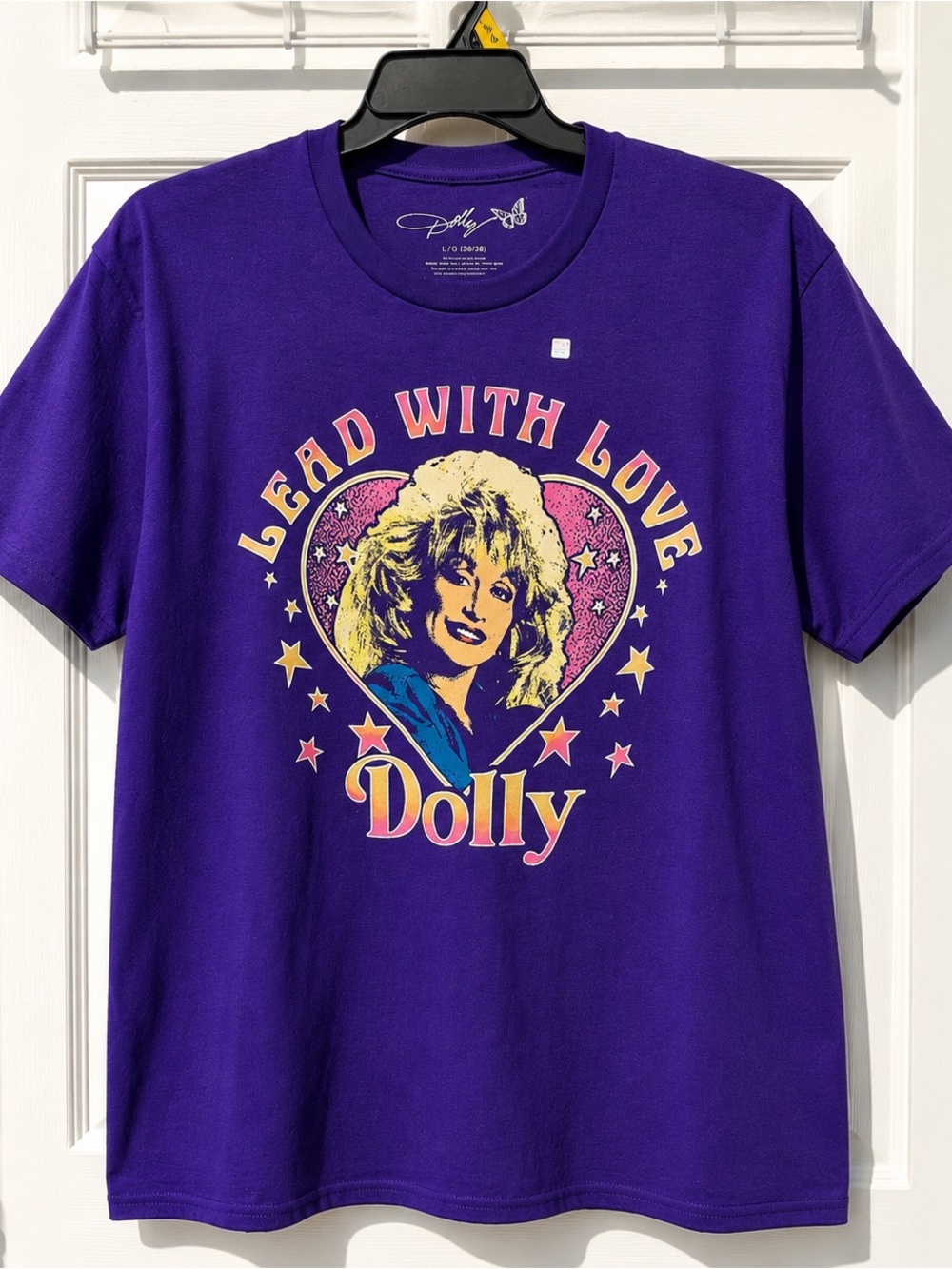 Dolly Parton “Lead With Love” Purple Graphic T-Shirt Men’s Large L 100% Cotton